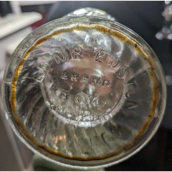 Two Vintage Old Mr. Boston Brand Embossed Clear Wine Decanter Bottle - Picture 4 of 5